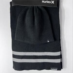 Hurley Black‎ Knit Beanie And Scarf Set NEW